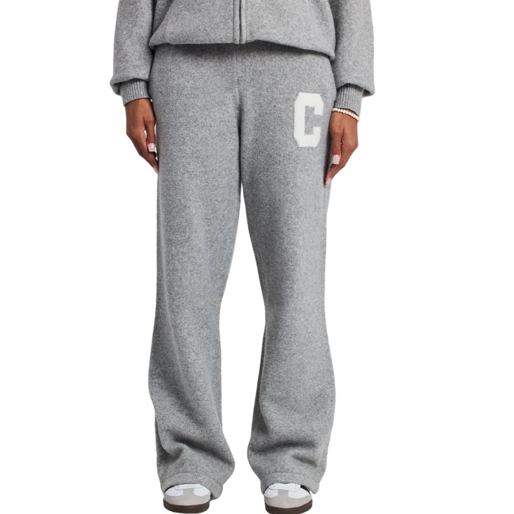 Cernucci Women's Grey Wide Leg Knit Jogger Pants Size S NWT